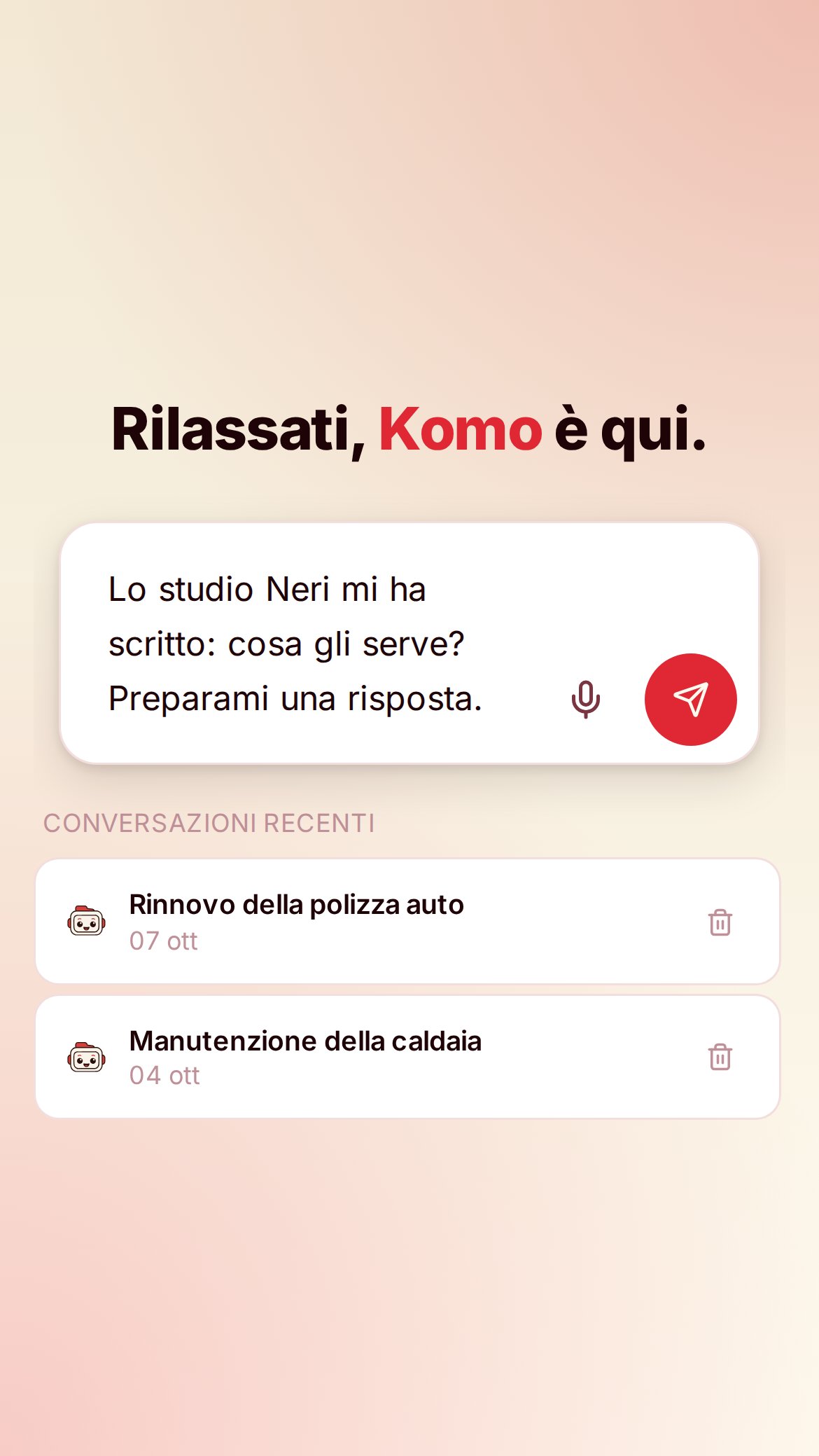 Anteprima dell'app A-ESP con dati di esempio