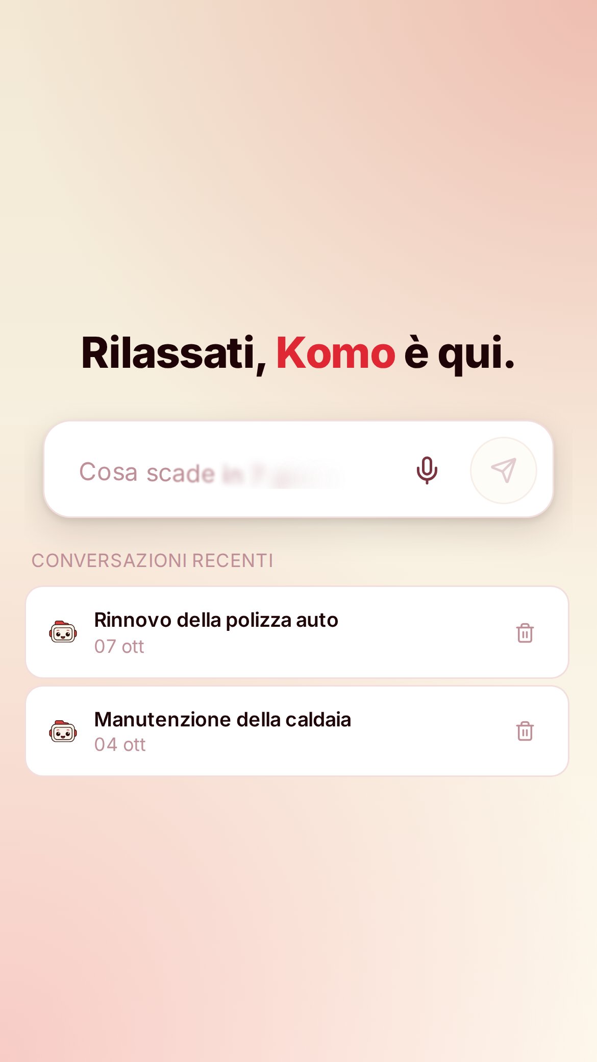 Anteprima dell'app A-ESP con dati di esempio