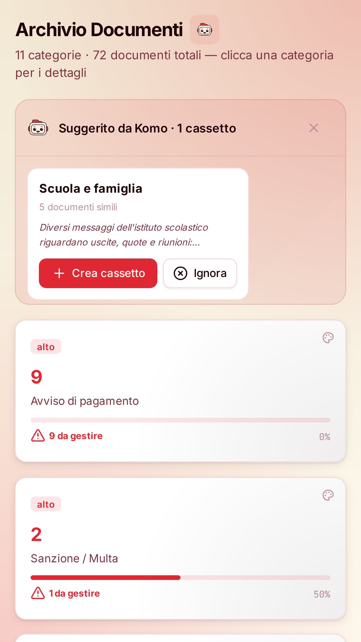 Anteprima dell'app A-ESP con dati di esempio
